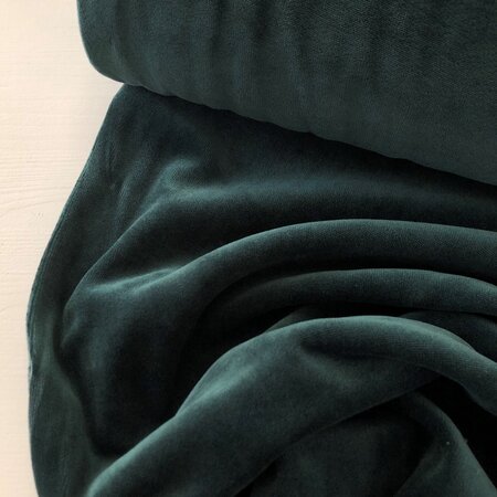 COUPON 165 CM C. Pauli - Dark Green Nicky Velours GOTS