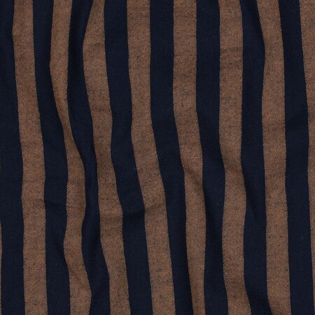COUPON 80 CM Verhees - Yarn Dyed Stripe Navy/Brown - KATOEN