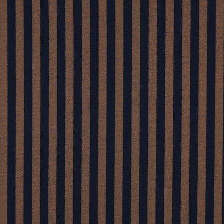 COUPON 80 CM Verhees - Yarn Dyed Stripe Navy/Brown - KATOEN