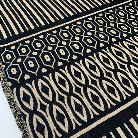 KNEUSJE 110 X 145 CM DEADSTOCK Cream Black JACQUARD WOOL PANEEL