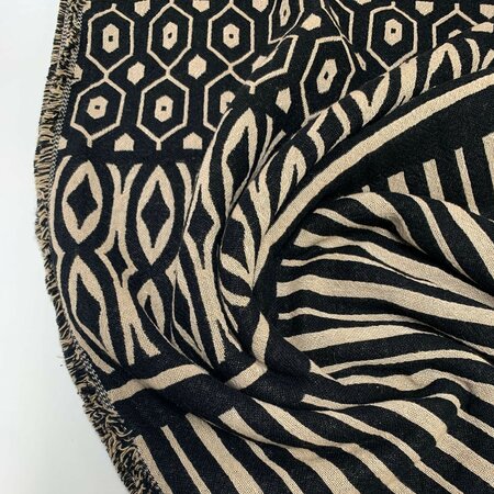 KNEUSJE 110 X 145 CM DEADSTOCK Cream Black JACQUARD WOOL PANEEL