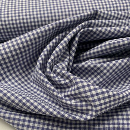 COUPON 215cm Verhees - Yarn Dyed CHECK Lavender - POPLIN KATOEN