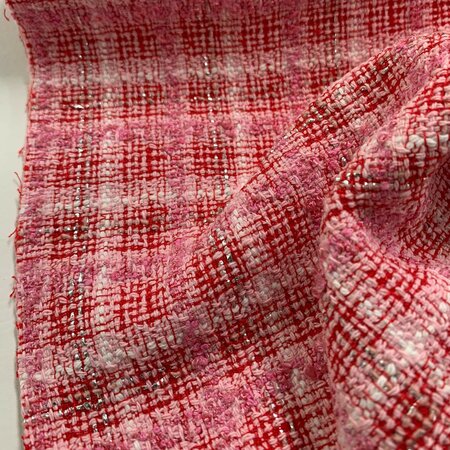 COUPON 130cm DEADSTOCK Chanel Looked Pink BOUCLE TWEED