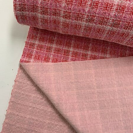COUPON 130cm DEADSTOCK Chanel Looked Pink BOUCLE TWEED