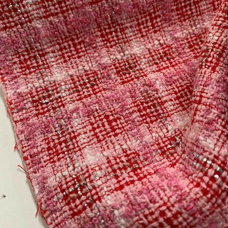 COUPON 150cm DEADSTOCK Chanel Looked Pink BOUCLE TWEED