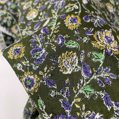 Kokka Japan - Flowers Moss Lavender - INDIAN COTTON VOILE