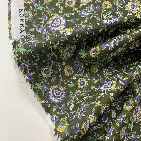 Kokka Japan - Flowers Moss Lavender - INDIAN COTTON VOILE
