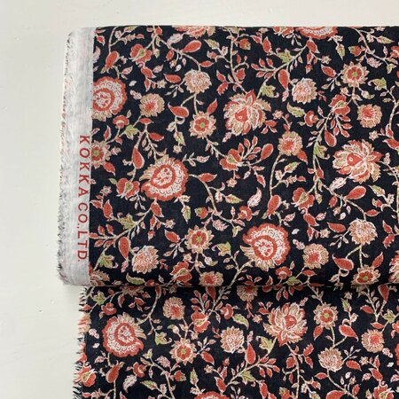 Kokka Japan - Flowers Black Cider - INDIAN COTTON VOILE