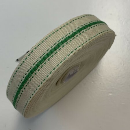 Sierband Cream - Green Stripes - 25mm