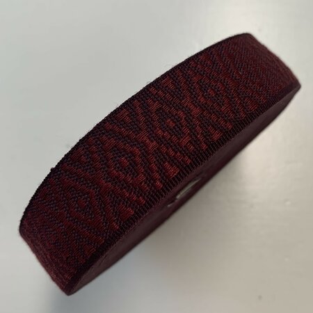 Sierband Rhombus Bordeaux & Cherry Red - 25mm