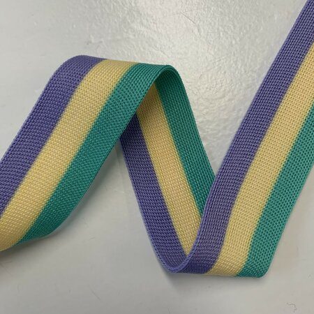 Sierband Knitted Turquoise - Light Yellow - Purple - 30 mm