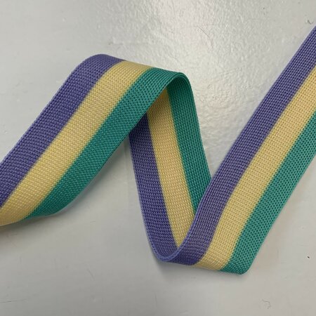 Sierband Knitted Turquoise - Light Yellow - Purple - 30 mm