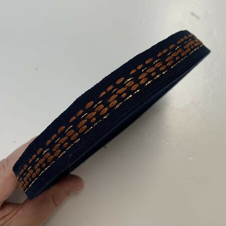 Sierband Lines Dark Blue - Beige Lurex - Cinnamon - 20mm 