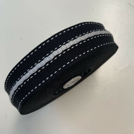 Sierband Blue - Black - White Stripes - 25mm