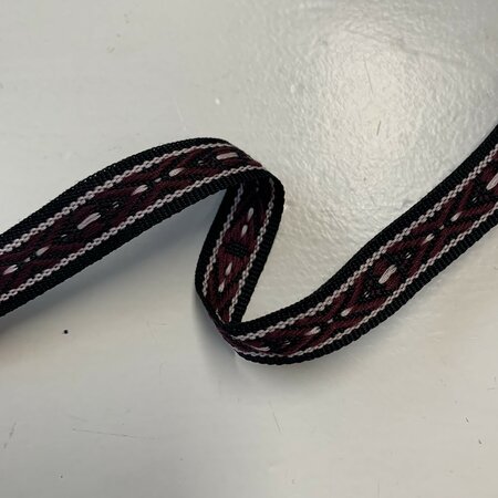 Sierband Fantasy Woven Black - Pink - Bordeaux - 15mm