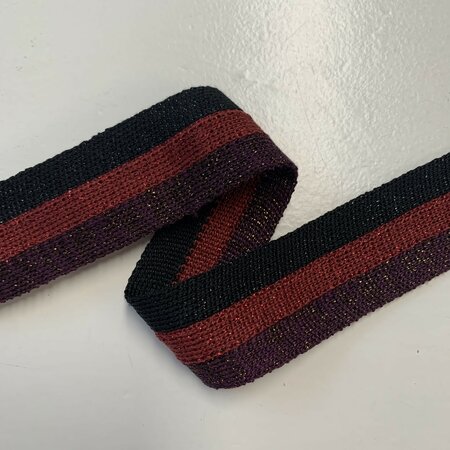 Sierband Knitted Aubergine - Brown Lurex 30mm 