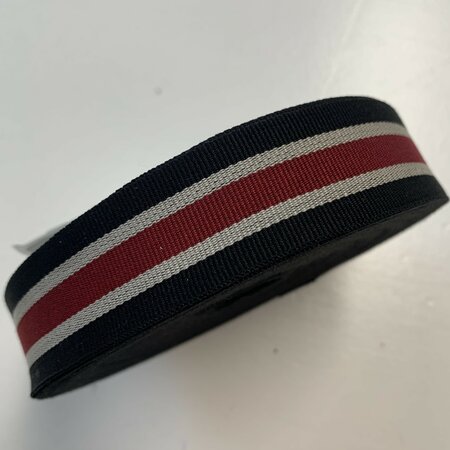 Sierband Black - Bordeaux - Ecru 25mm