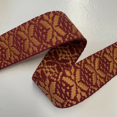Tassenband Snowflake Bordeaux - Cinnamon 40mm 