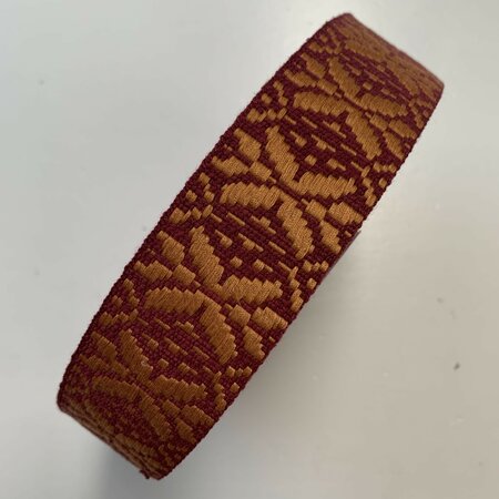 Tassenband Snowflake Bordeaux - Cinnamon 40mm 