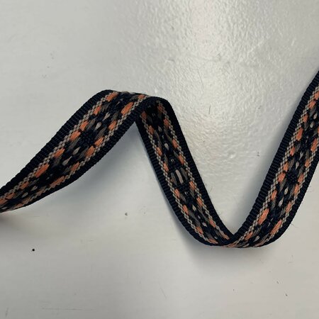 Sierband Fantasy Woven Navy - Ecru - Salmon - Sand 15mm