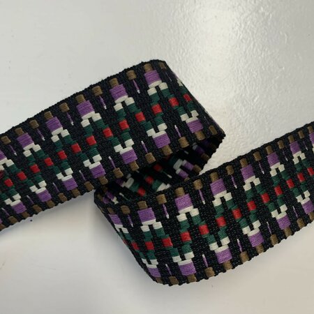 Tassenband Aztec Black - Echay - White - Purple - Green - Red 40mm