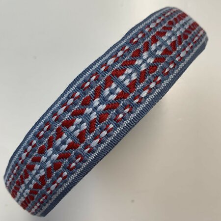Sierband Fantasy Woven Blue Jeans - Off White - Red - Blue - 35mm