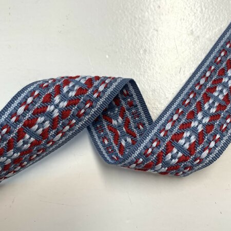Sierband Fantasy Woven Blue Jeans - Off White - Red - Blue - 35mm
