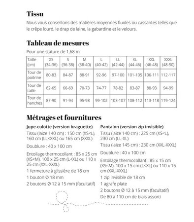 Cousette - Devinette Pantalon Skirt Culotte - papier patroon