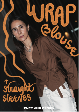 Puff and Pencil - Wrap Blouse x Straight Sleeve