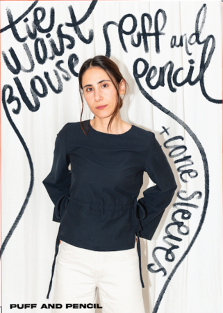 Puff and Pencil - Tie Waist Blouse x Cone Sleeve