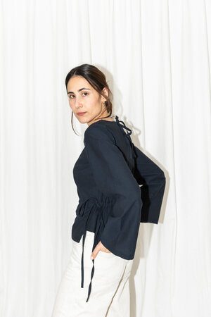 Puff and Pencil - Tie Waist Blouse x Cone Sleeve