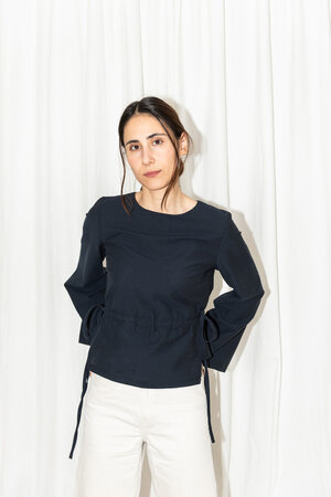 Puff and Pencil - Tie Waist Blouse x Cone Sleeve
