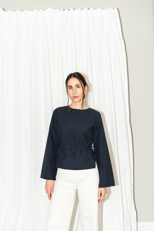 Puff and Pencil - Tie Waist Blouse x Cone Sleeve