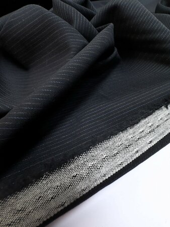 DEADSTOCK Striped Gray Black WOOL Lurex 