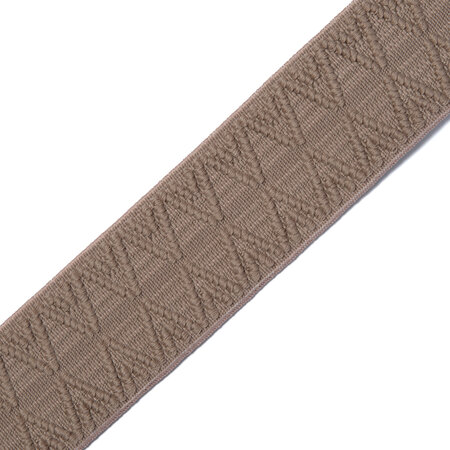 COUPON 70 CM Sierelastiek - Triangles jacquard Dark Beige 40mm