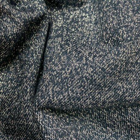 DEADSTOCK - Silver Blue Lurex  - Knitted Viscose  