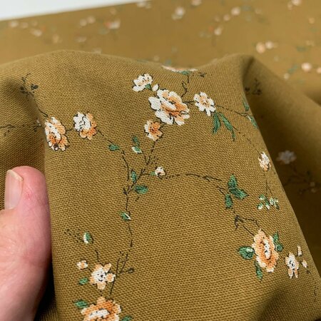 Kokka Japan - WildFlower Oker - KATOEN LINNEN SHEETING