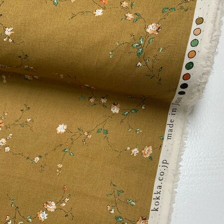 Kokka Japan - WildFlower Oker - KATOEN LINNEN SHEETING