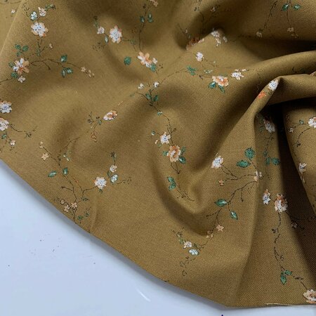 Kokka Japan - WildFlower Oker - KATOEN LINNEN SHEETING
