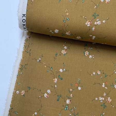 Kokka Japan - WildFlower Oker - KATOEN LINNEN SHEETING