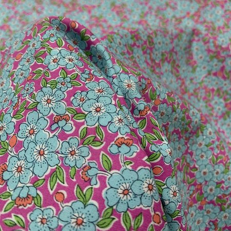 Liberty London - Flowering Blossom Blue on Pink Quilt KATOEN