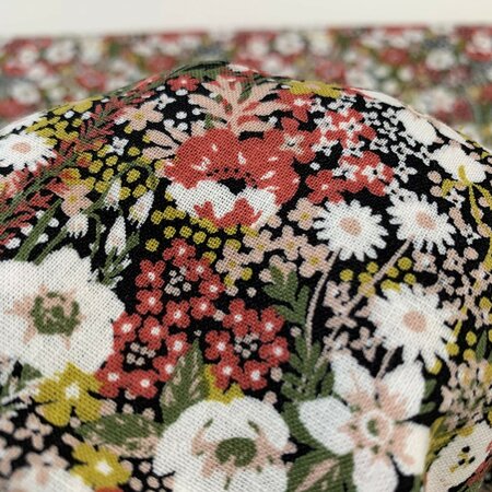 Kokka Japan - Marble Sud RED - Flower Bichon - KATOEN LINNEN