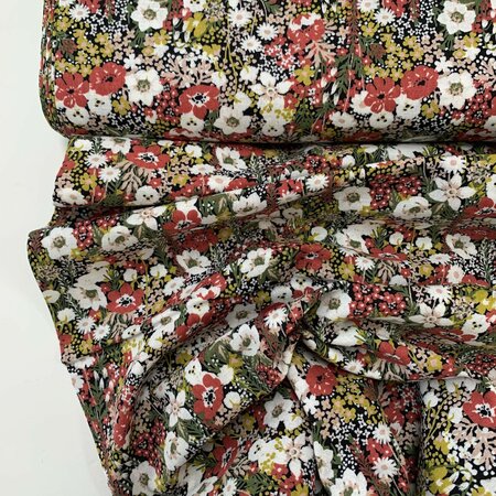 Kokka Japan - Marble Sud RED - Flower Bichon - KATOEN LINNEN