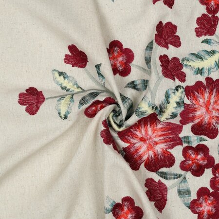 Verhees - Flowers one side border LINNEN VISCOSE