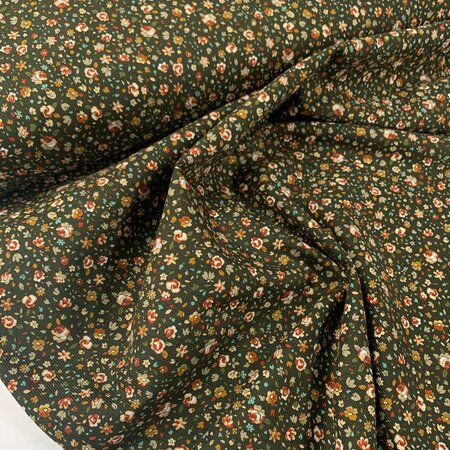 Kokka Japan - Miniflower Dark green - FINE CORDUROY KATOEN