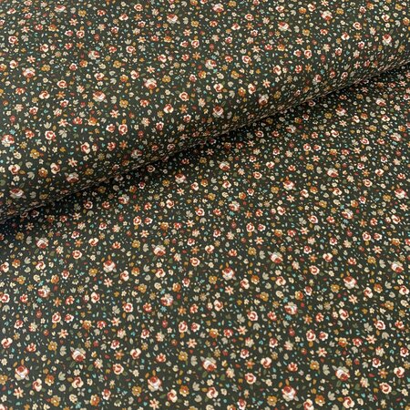 Kokka Japan - Miniflower Dark green - FINE CORDUROY KATOEN