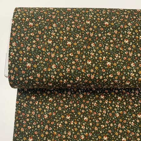 Kokka Japan - Miniflower Dark green - FINE CORDUROY KATOEN