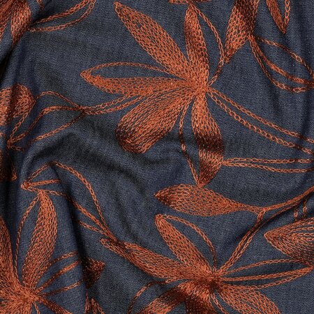 Verhees - Camel Denim Embroidery Flowers COTTON OEKO-TEX
