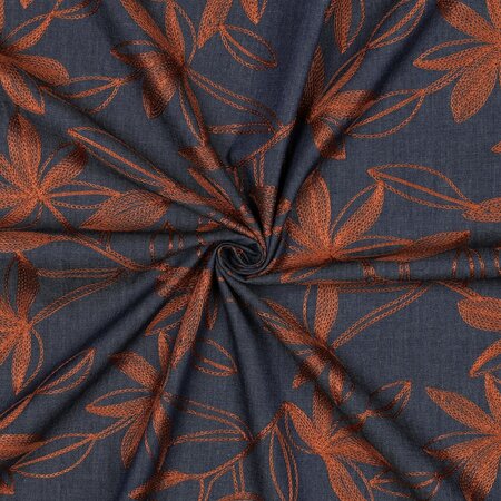 Verhees - Camel Denim Embroidery Flowers COTTON OEKO-TEX