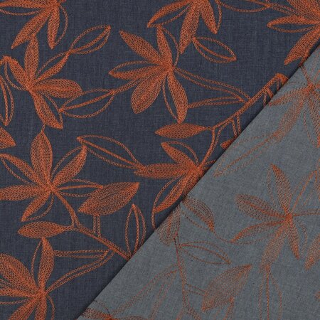 Verhees - Camel Denim Embroidery Flowers COTTON OEKO-TEX